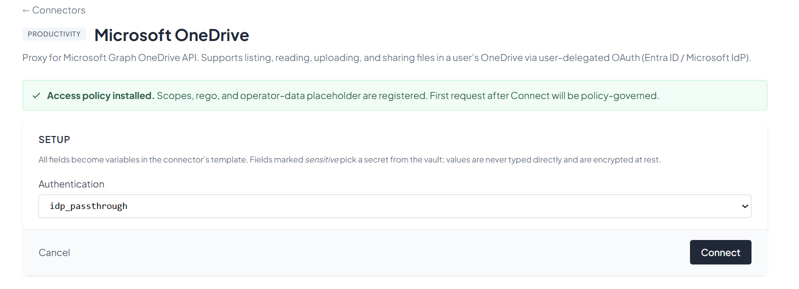 OneDrive setup screen